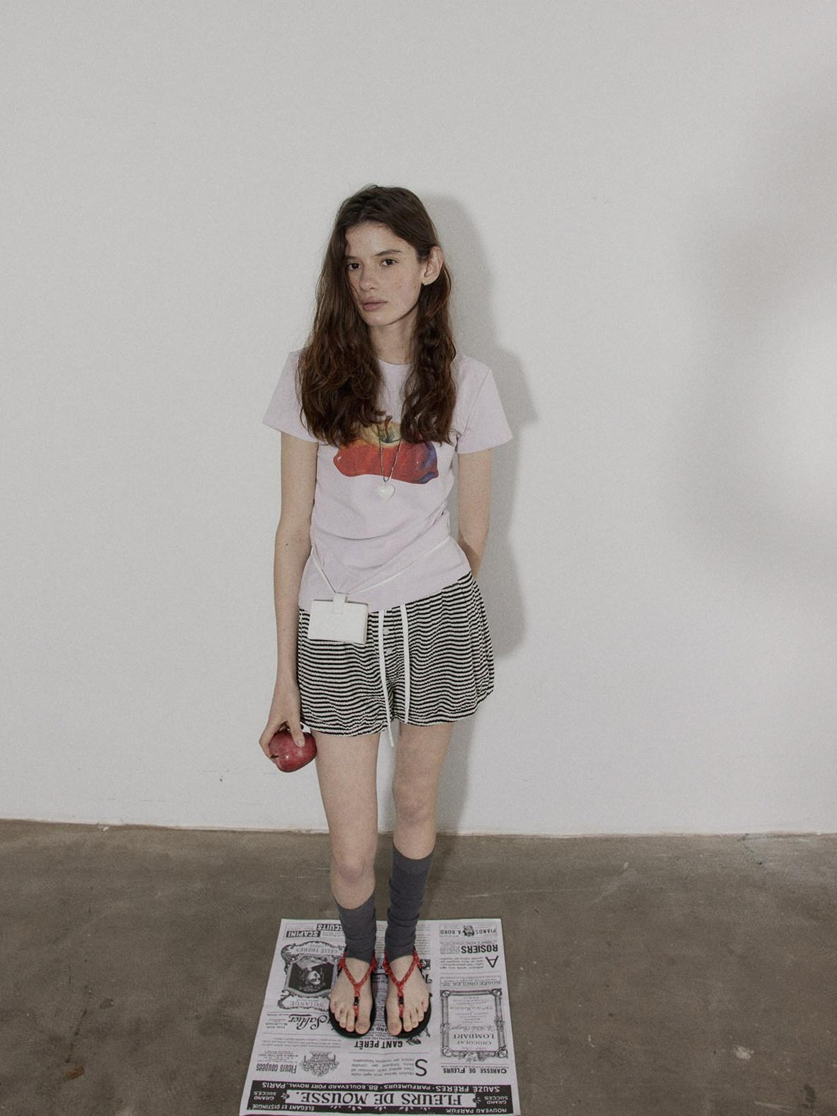 Lofi choose High Waist Relaxed Fit Women Office Commuter Black Apricot Striped Mini Shorts