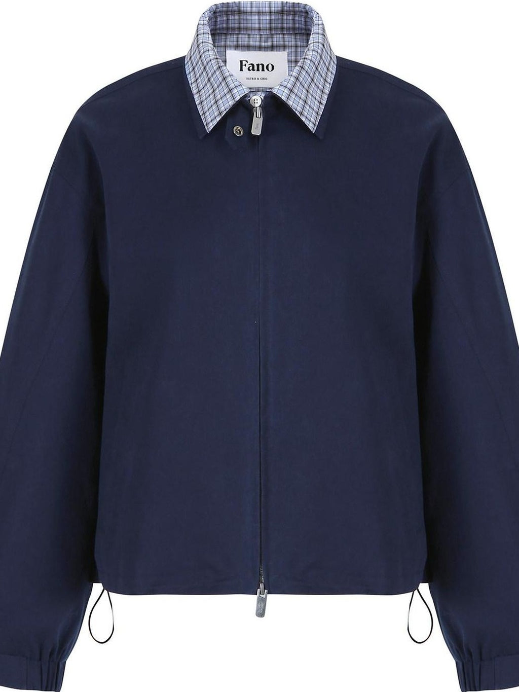fano Warm Pure Cotton Relaxed Faux Two Layer Women Daily Navy Striped Cropped Jackets