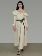 unspoken Comfortable Cotton Blend High Waist Asymmetrical Shirt Dress Office Maxi Dresses