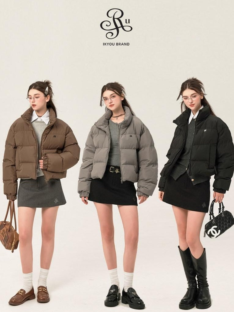ikyou 90 Percent White Duck Down Memory Fabric Minimalist Straight Short Down Jackets