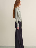 someone sometimes Stretch Minimal Natural Waist Topstitch Detail Women Midnight Blue Flared Jeans