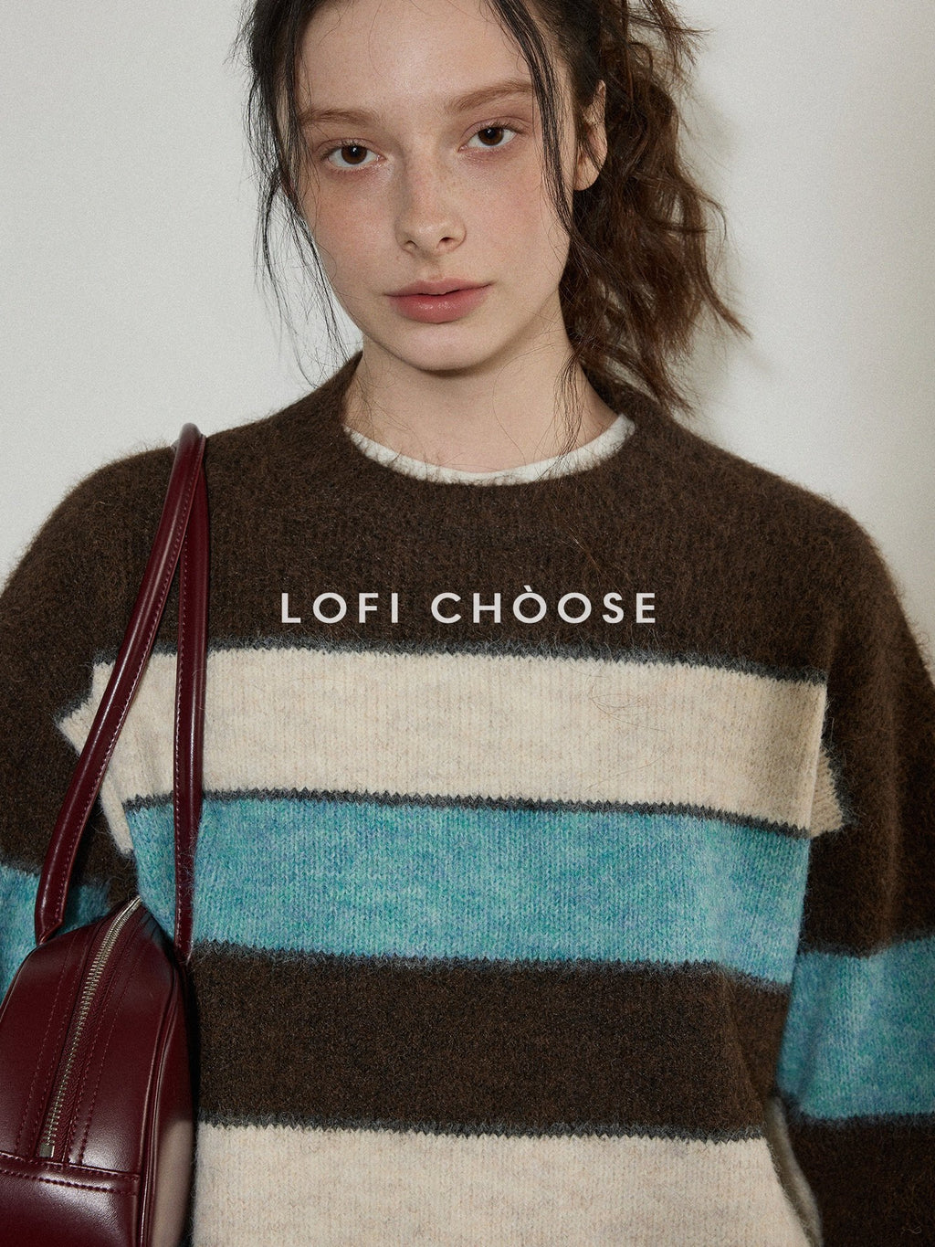 Lofi choose Soft Oversized Commuter Colorblock Knit Pullover Women Crew Neck Sweaters