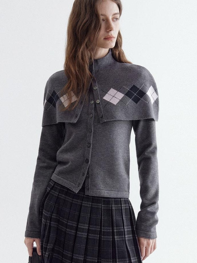 fano Button Front Two Piece Knit Crew Neck Long Sleeve Women Office Cardigans