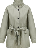 fano Pure Cotton Loose Korean Commuter Single Breasted Women Khaki Grey Trench Coats