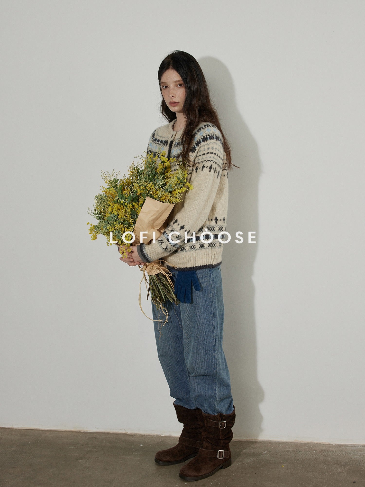Lofi choose Soft Stretch Button Front Slouchy Loose Fit Round Neck Women Beige Cardigans
