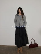 Lofi choose Lace Trim Contrast Edge Turn Down Collar Hand Crochet Office Knit Cardigans