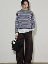Lofi choose High Waist Stretch Wide Leg Zip Office Casual Women Brown Navy Straight Pants