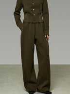 unspoken Breathable Cotton High Waist Minimal Office Heather Green Wide Leg Pants