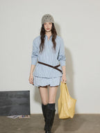Lofi choose Comfortable Loose Plaid Button Collar Long Sleeve Women Workwear Midi Dresses