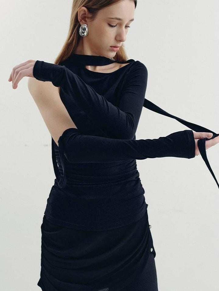 someone sometimes Viscose Cotton Blend Cutout Slim Fit Casual Women Asymmetric Neck Knit Sweaters