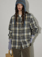 Lofi choose Loose Fit Plaid Button Front Collared Long Sleeve Commuter For Women Shirts