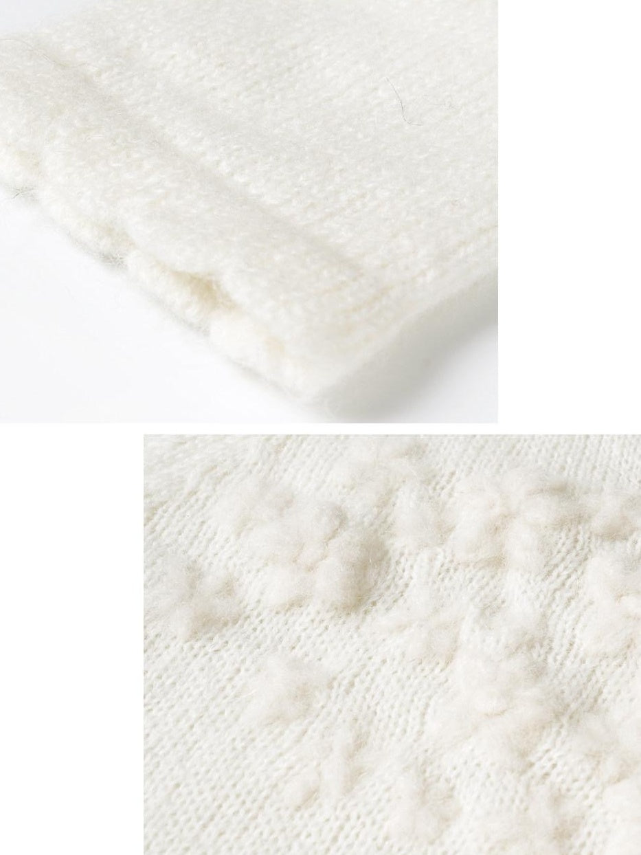 someonesometimes Hand Crochet Wool Floral Scallop Edge Casual Crewneck Button Women Cardigans