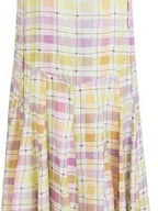 fano Viscose Printed Purple Yellow Check A Line Camisole Korean Commuter Maxi Dresses
