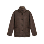 fano_Reversible_Vintage_Straight_Stand_Collar_Women_Coffee_Brown_Short_Coat_MISSTT