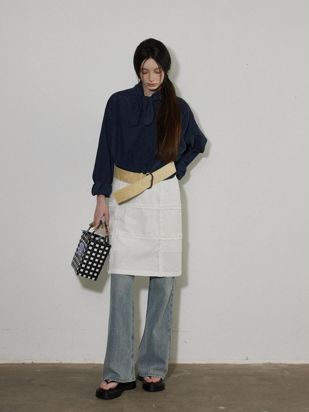 Lofi choose High Waist Loose Fit Office Ready Young Women Purple Blue White Midi Skirts