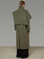 unspoken Sculpted 3D Tailoring Relaxed Minimal Commuter Office Dark Green Wool Coats