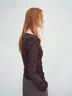 someonesometimes Soft Stretch V-neck Slim Casual Women Polyester Spandex Long Sleeve T-Shirts