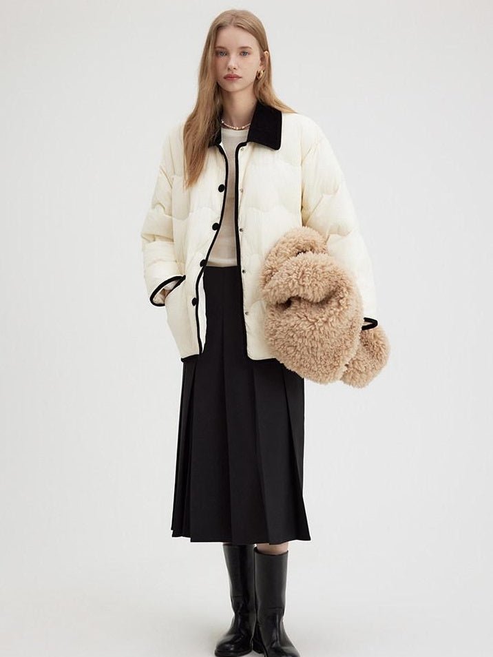 fano 90 Percent White Duck Down Minimal Commuter Straight Colorblock Down Jackets