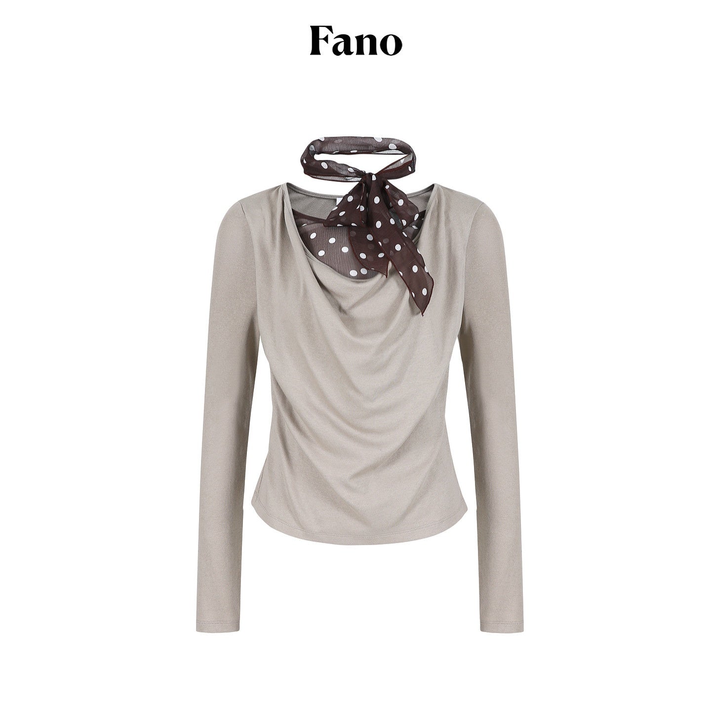 fano_Soft_Cotton_Lyocell_Polka_Dot_Mock_Neck_Layered_Look_Long_Sleeve_T-Shirts_MISSTT