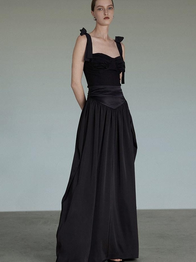 unspoken Flattering Slim Fit Spaghetti Strap Office Viscose Blend Women Maxi Dresses
