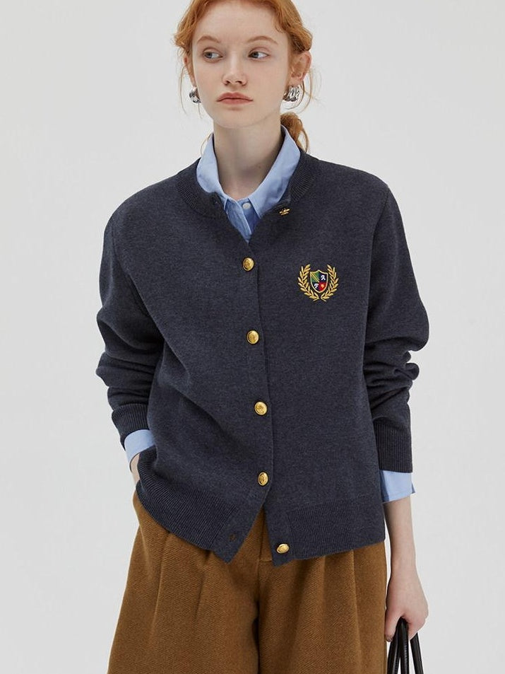 fano Wool Blend Straight Fit Office Crew Neck Button Front Knit Cardigans