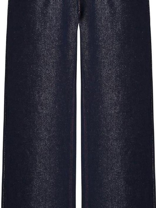 fano Comfortable Cotton Vintage Relaxed Natural Waist Women Raw Denim Wide Leg Jeans