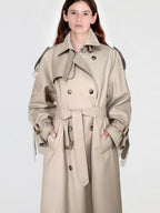 fano Mid Length Single Breasted Korean Commuter Straight Fit Solid Women Trench Coats