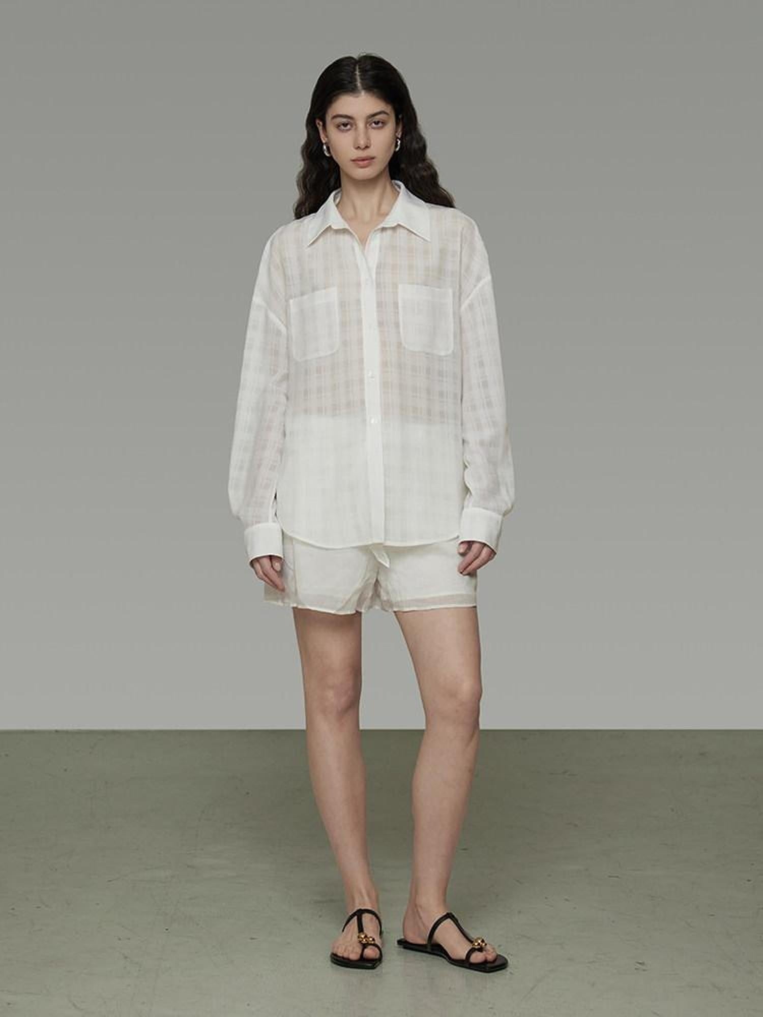 unspoken Pure Ramie Tie Waist Straight Leg Minimal Workwear Women White Mid-Length Shorts