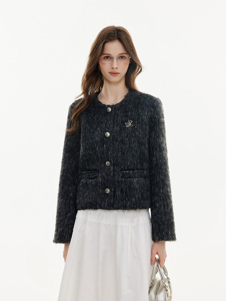 ikyou Wrinkle Free Korean Commuter Straight Fit Polyester Tweed Cropped Jackets