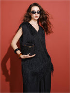 audreyyang Polyester V-neck Mid Length Loose Fit Single Wear Women Casual Vests