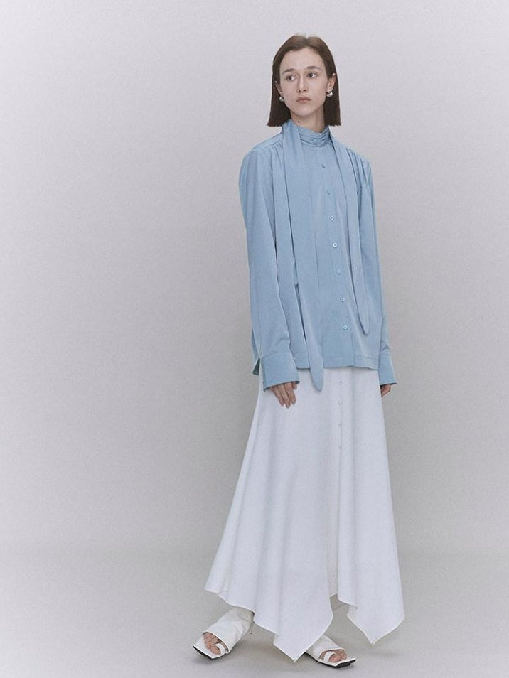 someone sometimes Recycled Viscose Linen Blend High Waist Asymmetric A Line Women Maxi Skirts