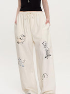 fano Lightweight Nylon Blend Korean Commuter Wide Leg Waist Zip Fly Sweatpants