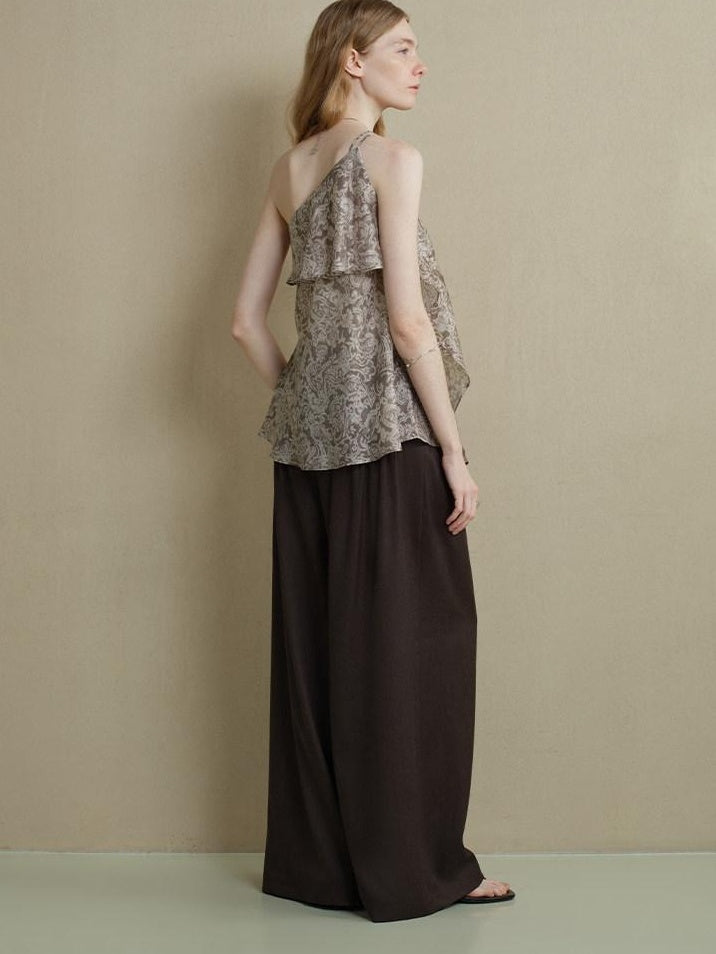 someonesometimes Lightweight Wool Blend Original Ruffle Loose Fit Women Striped Paisley Camisoles