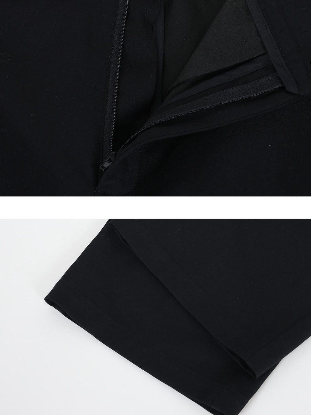 audreyyang Waist Slimming Casual Cropped Lapel Long Sleeve Black Polyester Top & Pants Sets