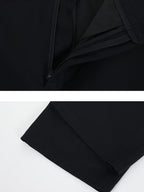 audreyyang Waist Slimming Casual Cropped Lapel Long Sleeve Black Polyester Top & Pants Sets