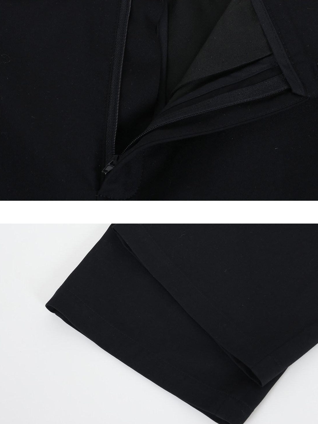 audreyyang Waist Slimming Casual Cropped Lapel Long Sleeve Black Polyester Top & Pants Sets