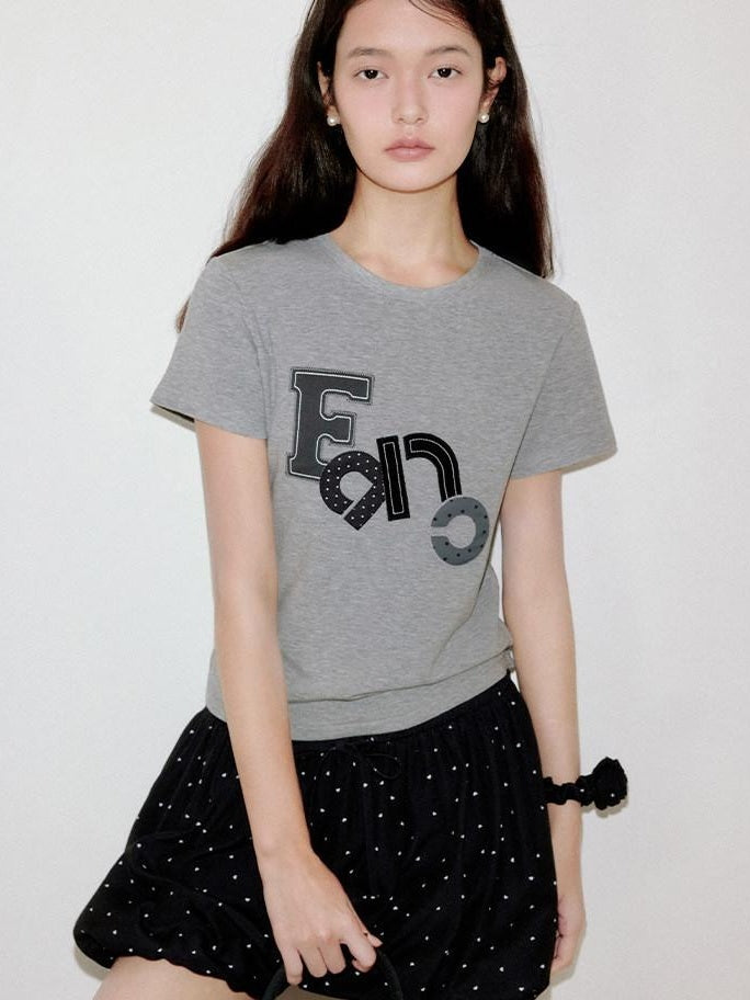 fano Creative Print Cotton Stretch Slim Fit Korean Crew Neck Short Sleeve T-Shirts