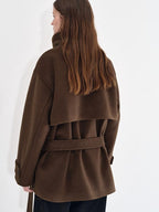 fano Brown Double Breasted Korean Notched Lapel Midlength Office For Women Long Coats
