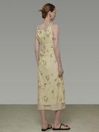unspoken Office Minimalist Floral Cami A Line Natural Waist Tencel Maxi Dresses
