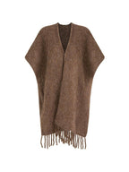 unspoken Cozy Warm Acrylic Fringe Shawl Rectangular Solid Brown Women Fashion Scarves