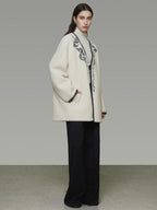 unspoken 3D Tailored Clean Minimalist Loose Fit Women Office White Polyester Short Coat