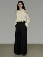 unspoken Breathable Skin Friendly Embroidered Loose Round Neck Long Sleeve Office Blouses