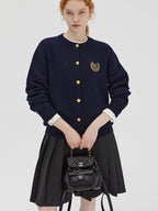 fano Wool Blend Straight Cut Commuter Round Neck Short Solid Knit Cardigans