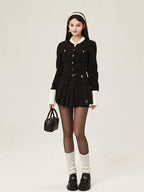ikyou Warm Cotton Slim Embroidered Pocket Office Long Sleeve Button Solid Blouses
