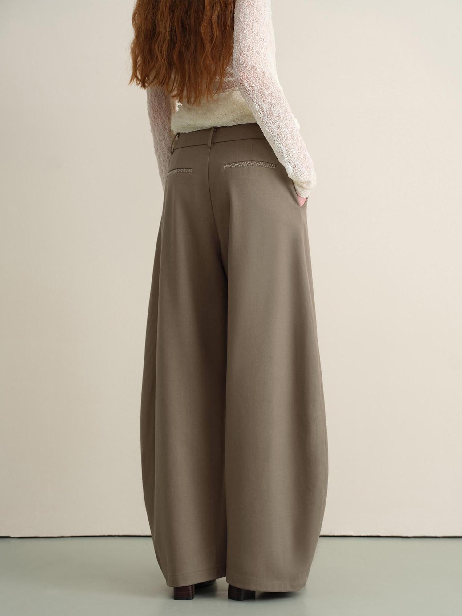 someone sometimes Stretch Pleated Casual Natural Waist Women Olive Green Zip Fly Wide Leg Pants