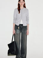 fano Washed Vintage Cotton Mid Rise Nonstretch Youth Charcoal Straight Leg Jeans