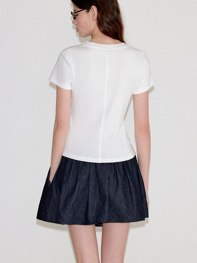 fano Cooling Lyocell Blend Korean Slim Short Sleeve Tee Basic Crop Tops