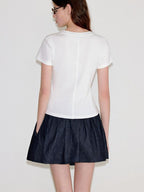 fano Cooling Lyocell Blend Korean Slim Short Sleeve Tee Basic Crop Tops