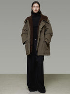 unspoken 90 Percent White Duck Down Hooded Loose Patchwork Cotton Warm Women Down Jackets