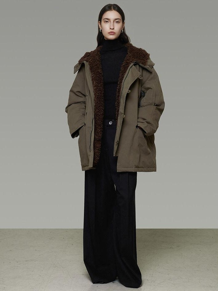 unspoken 90 Percent White Duck Down Hooded Loose Patchwork Cotton Warm Women Down Jackets